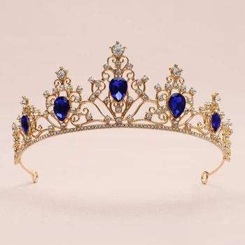 Itacazzo de Noiva Headwear Coroa de Cor Azul Clássico Tiaras Adequado para as Mulheres, do Casamento, da Festa de Aniversário (Pode ser Rapidamente Enviados)