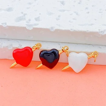 Artesanato de Jóias de Suprimentos Coloridos Esmalte Coração de Amor Encantos Para o DIY de Moda Adolescente Seta Pingentes Acessórios dar Presentes