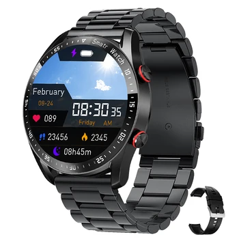 ECG+PPG de Chamada Bluetooth Smart Watch Homens leitor de Música Impermeável Esportes Fitness Tracker Cinta de Aço Inoxidável Smartwatch