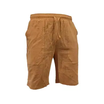 Os homens Verão do Algodão Casual Shorts de Linho Homens de Esportes ao ar livre Respirável Cor Sólida Rua Shorts de Roupas
