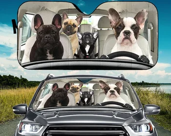 Bulldog francês Família de Condução Carro pára-Sol, Cães de protecção do Sol Auto, Auto Carro pára-Sol, pára-brisa do Carro, Carro Acessórios, amantes do cão