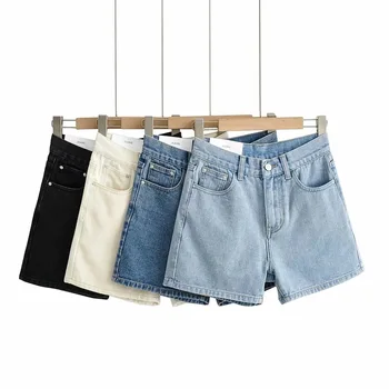 Verão Vintage Cintura Alta Shorts Jeans Mulheres Casual Ampla Pernas Soltas Rolou Jeans Curto Calças De Senhoras High Street Fundos De Roupas