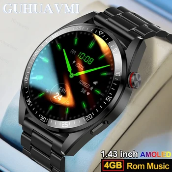 Novo 466*466 Tela AMOLED Smartwatch Sempre Exibir O Tempo de Chamada Bluetooth Homens Relógios 4GB de Música Local Esporte Smart Watch Mulheres