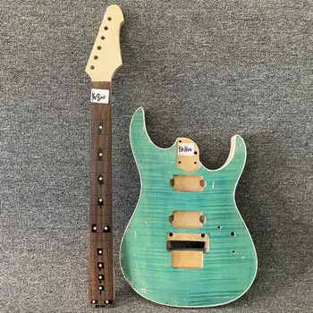 YN800YB800 Inacabado Guitarra Elétrica, Kit Floyd Rose Verde Flamed Maple Corpo do Pescoço Sem Trastes para Um Conjuntos de DIY
