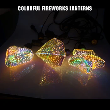 3D Coloridos fogos de Artifício Decorativo do Bulbo E27 Vitrais Lâmpada 125lm Discoteca Luz do Bulbo Até A Última 30000H as Estrelas Brilham Decoração