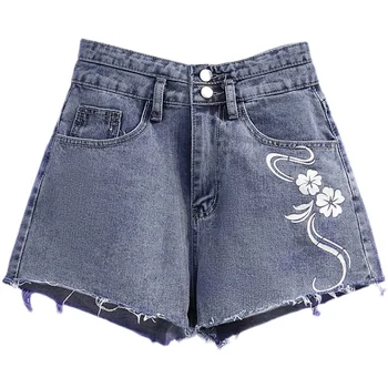 Shorts jeans de Mulheres de Verão 2023 Cintura Alta Solta Shorts Jeans Feminino Streetwear Shorts Elegantes Sexy Wide-legged Calças Curtas