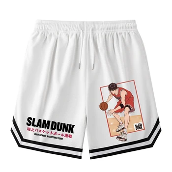 Homens de Calções de Basquete Anime Slam Dunk Impressão Casual Calças de Verão Soltos de Cinco pontos, Calças Finas Sportwear, de secagem Rápida e Calças