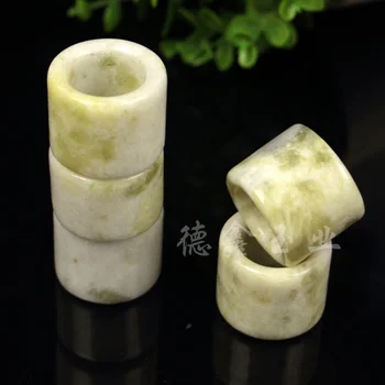 Natural Verde Jade Polegar Anel Homens Jadeite Bandas De Finas Jóias Acessórios Chinês Real Huanglong Jades Pedra Grande Anéis Masculinos Presente