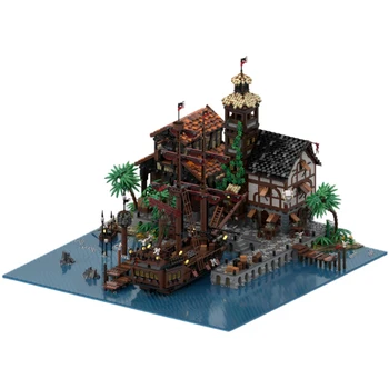 Novo 14428PCS medieval Pirata de Séries MOC modular Porta Sauvage: uma Cidade Pirata DIY ideias criativas para crianças de Brinquedo de Presente de blocos de construção