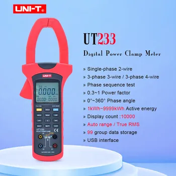 UNIDADE UT233 de mão de potência e harmônicos alicate amperimetro,tensão/ corrente/ativo/reativo/alimentação fator de potência/ângulo de fase de teste