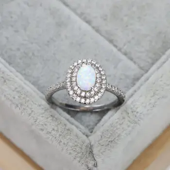 S925 Prata Esterlina de Luxo Oval Australiano de pedra preciosa, Diamante do Anel Europeu e Americano de Moda feminina Anel de Noivado