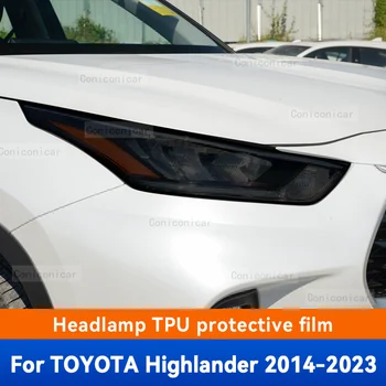Para a TOYOTA Highlander 2014-2023 2022 o Farol do Carro Preto TPU Película Protetora Frente Tonalidade de Luz mudam de Cor Etiqueta Acessórios