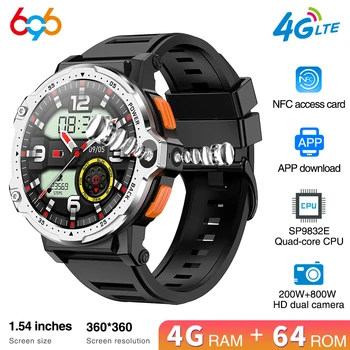 2023 4G Novo Vídeo Chamada Smart Watch Homens 800mAh Bateria 4GB de RAM, 64 GB de ROM Dual Camera GPS WiFi Cartão SIM Smartwatch Esportes Fitness